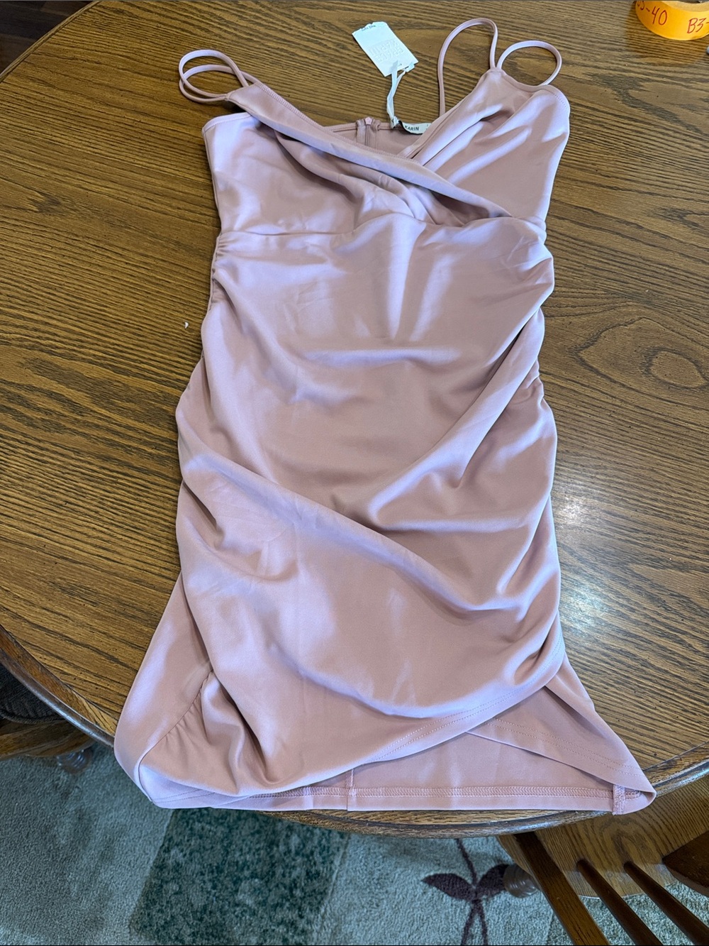 Grace Karin Dusty Rose Ruched Mini Dress with Spaghetti Straps size Large NWT